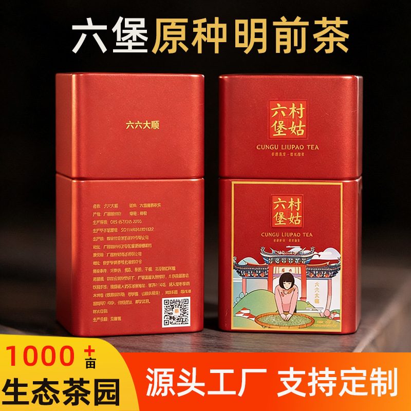 村姑六堡茶 8年陈原种明前一级黑茶 小罐礼盒装