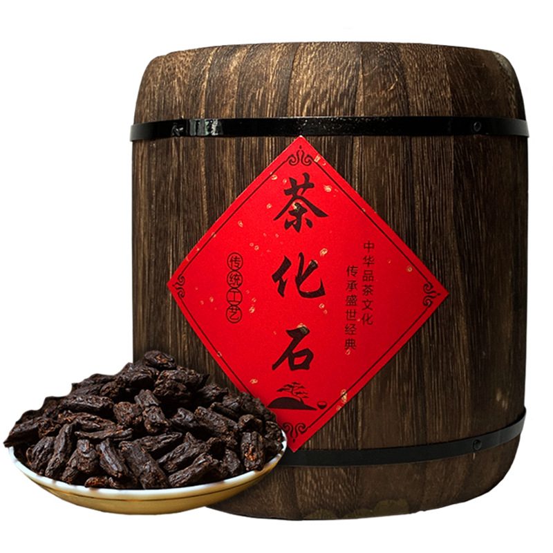 茶化石碎银子普洱熟茶小原木桶礼盒装500克