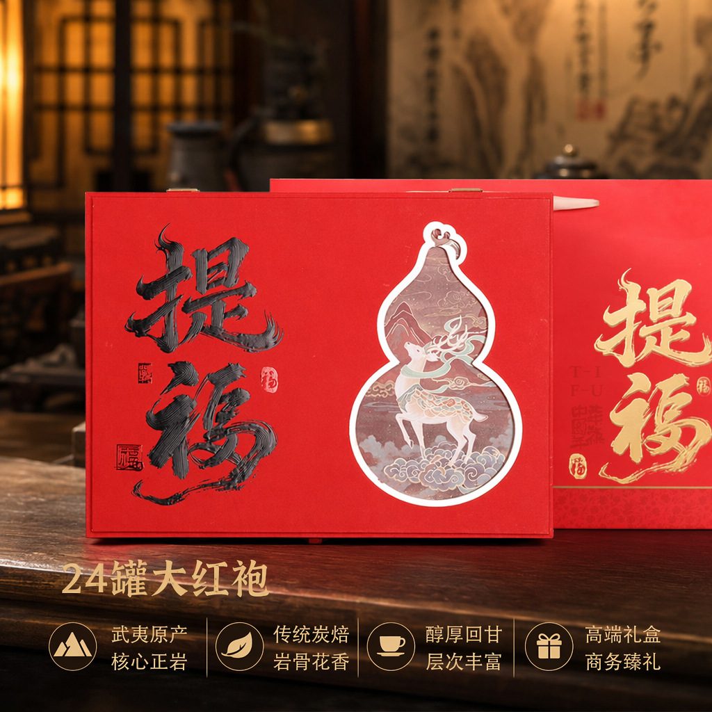大红袍茶叶礼盒装 武夷山岩茶乌龙茶春节送礼